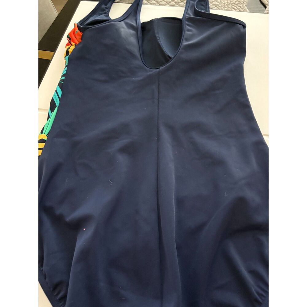 Lands End NWT One Piece Swimsuit Size 6 Tropical Print Navy Full Coverage Padded - Picture 5 of 10